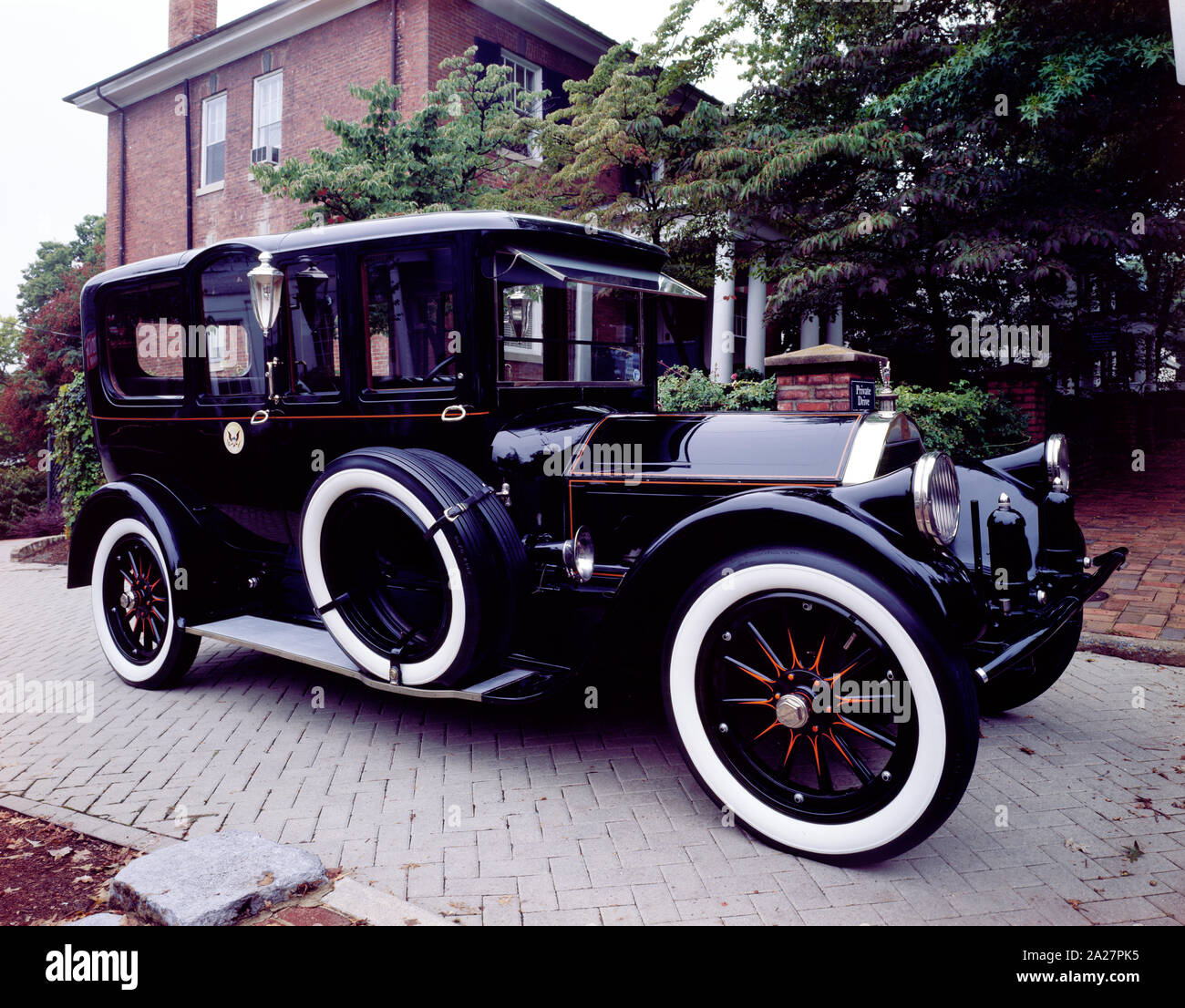 President Woodrow Wilson loved this Pierce-Arrow so much that he bought it on the day he rode to the Capitol with outgoing president Herbert Hoover for Wilson's inauguration.  It is shown outside his birth home in Staunton, Virginia Stock Photo