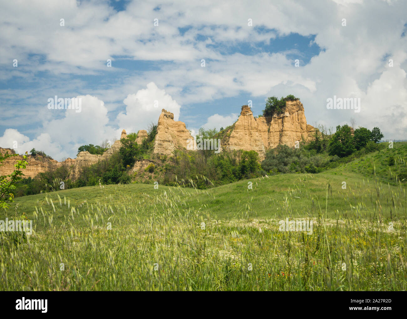 View of Le Balze canyon landscape in Valdarno, Italy Stock Photo