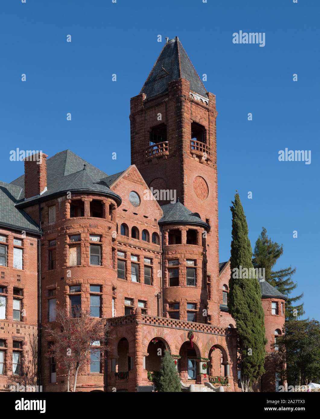 Preston Castle was the main building of the Preston School of Industry, once one of the oldest and best-known reform schools in the United States, in the town of Ione, California, in Amador County Stock Photo