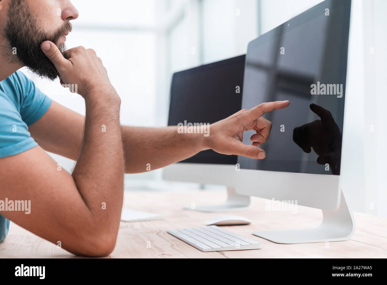 close up. web designer works on a computer Stock Photo
