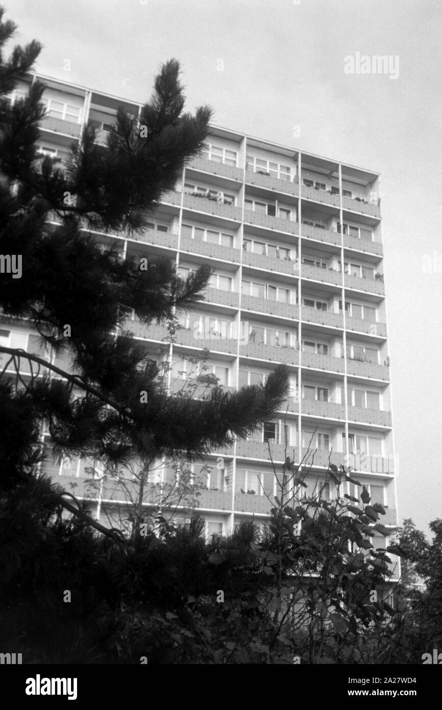 Ein Hochhaus der Punkthäuser im Südlichen Hansaviertel in Berlin, Deutschland 1962. One of the 'Punkthaeuser' highrises of Southern Hansaviertel quarter at Berlin, Germany 1962. Stock Photo