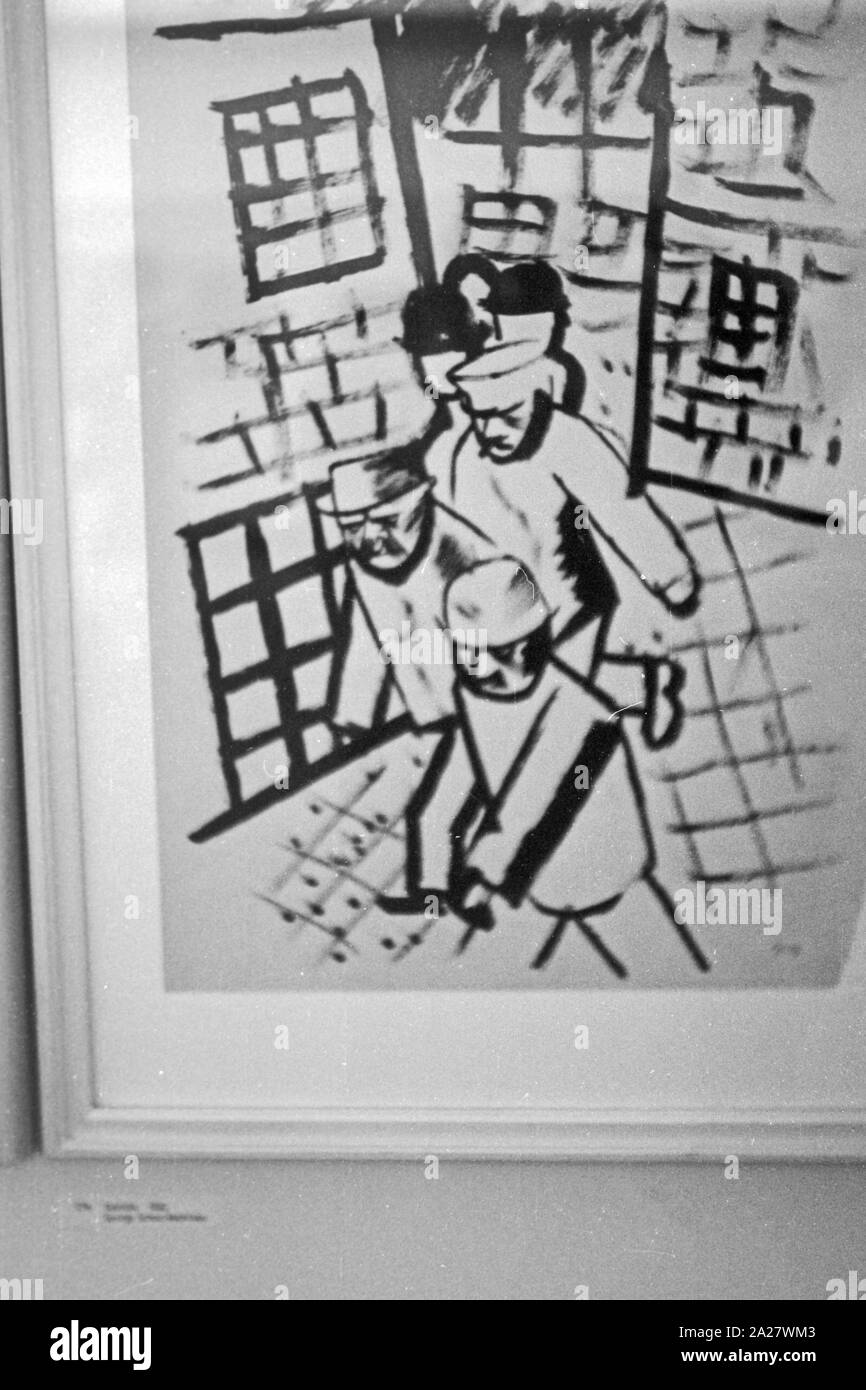 Kunst, ausgestellt n der Akademie der Künste im Hanseatenweg in Berlin, Deutschland 1962. Fine art, exhibited at the Academy of arts in Berlin, Germany 1962. Stock Photo