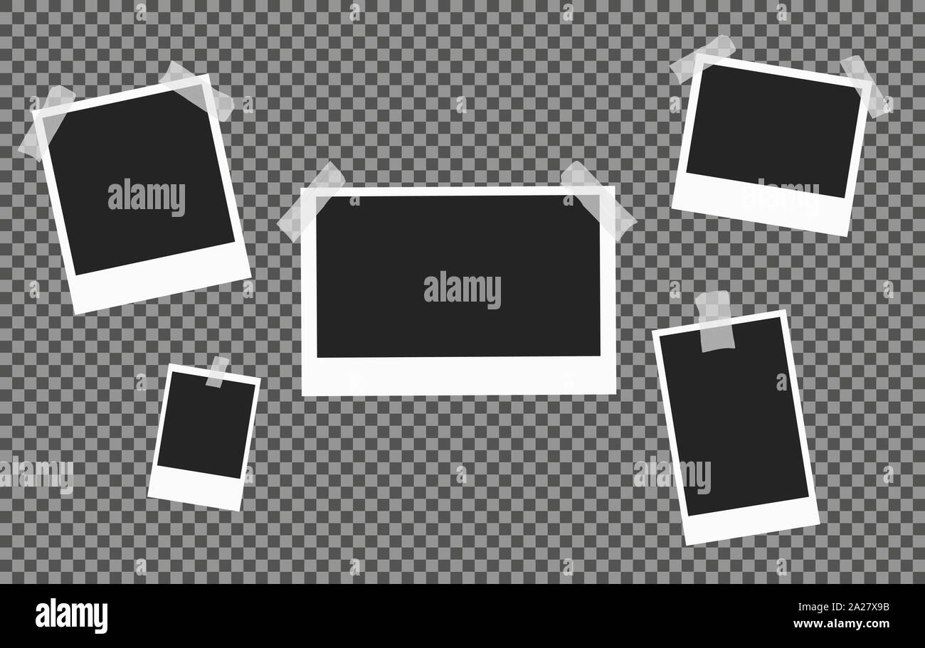 Polaroid frames sticked to the transparent background Stock Vector
