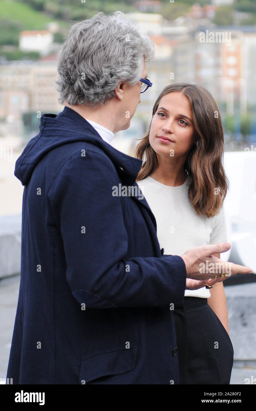Wim Wenders and Alicia Vikander attend photocall for the film 'Submergence' (Credit Image: © Julen Pascual Gonzalez) Stock Photo