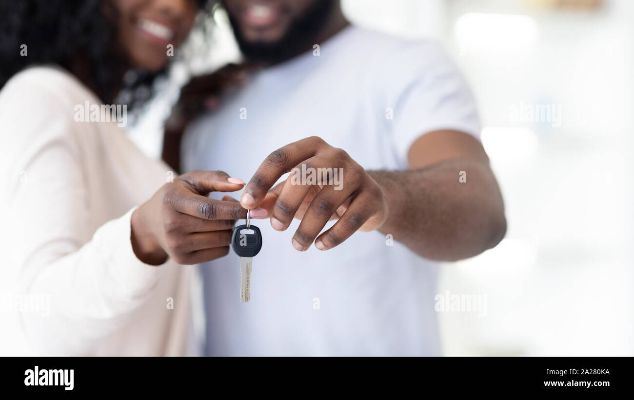 Happy Black Couple Holding New House Keys Stock Photo - Alamy