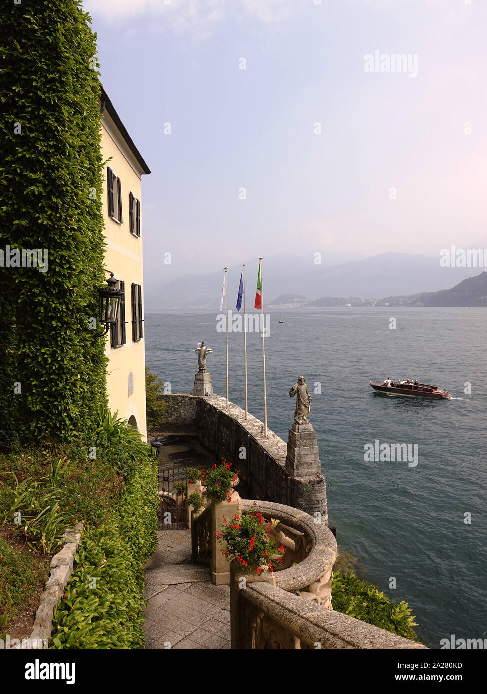 Lake Como, Lombardy, Italy. The gardens and terrace of Villa del Balbianello,  near Lenno, LAKE COMO Stock Photo