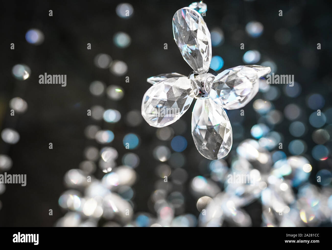 Beautiful and luxurious hanging crystals. Stock Photo