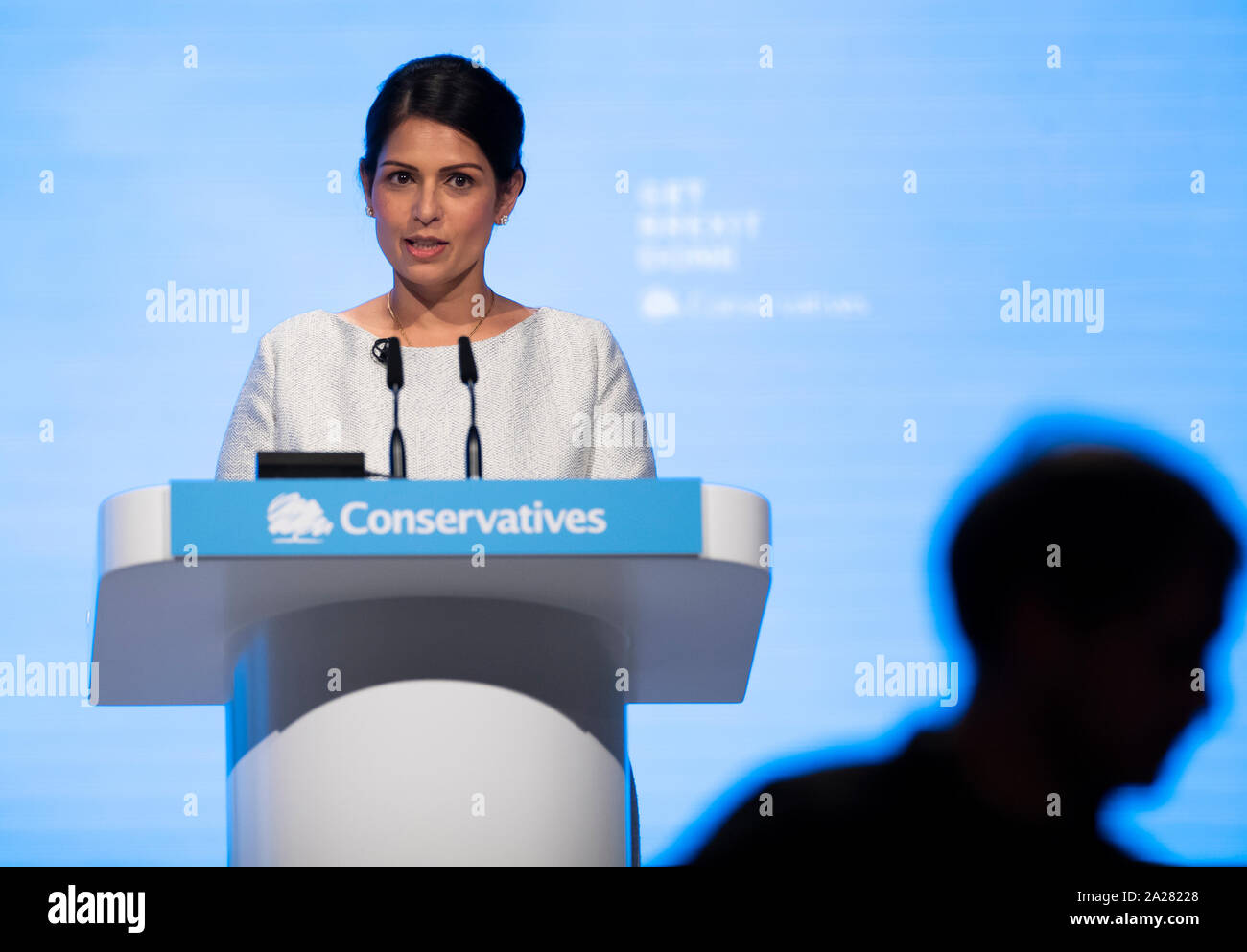 Home Secretary Priti Patel making her keynote speech at the ...