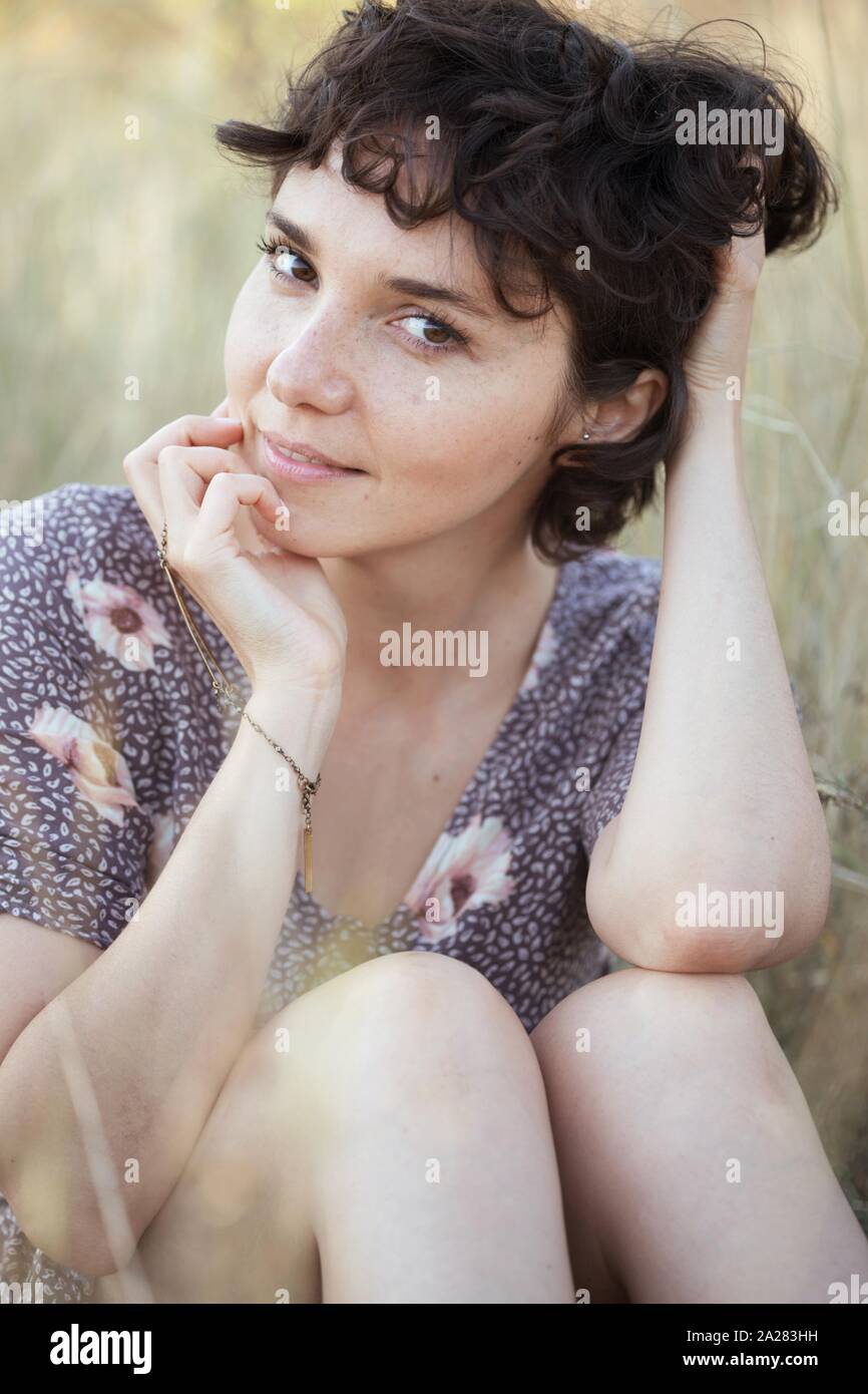 portrait of a happy smiling girl looking at the camera Stock Photo - Alamy