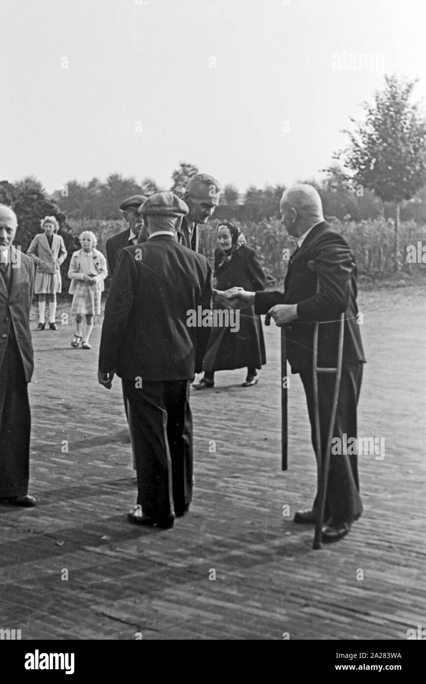 Umsiedlerdorf im Emsland, 1940-50er. Village of evacuees in Ems region, 1940-50s. Stock Photo
