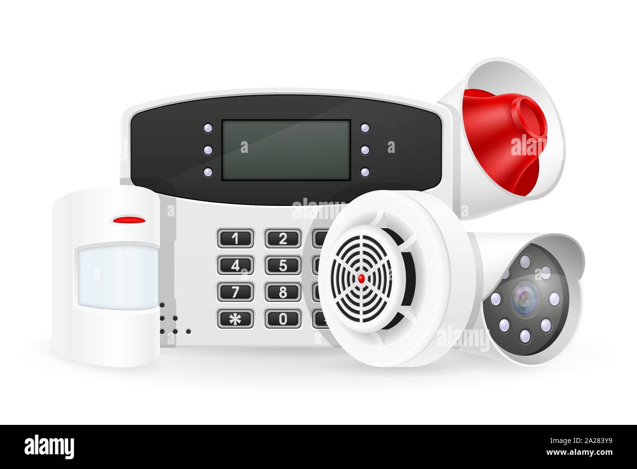 home security system set icons vector illustration vector illustration isolated on white background Stock Vector