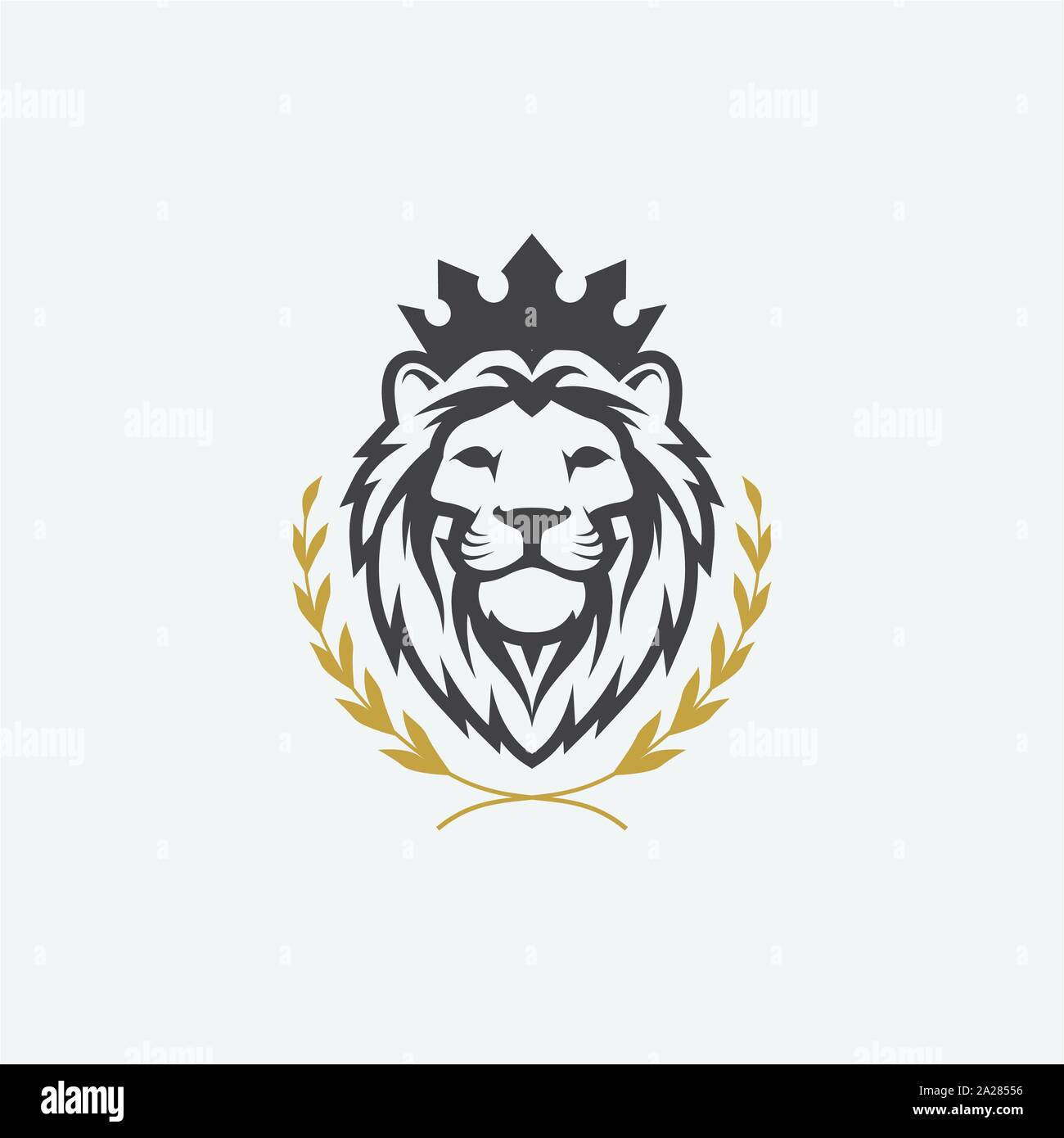 lion luxury logo icon template, elegant lion logo design illustration, lion head with crown logo, lion elegant symbol Stock Vector