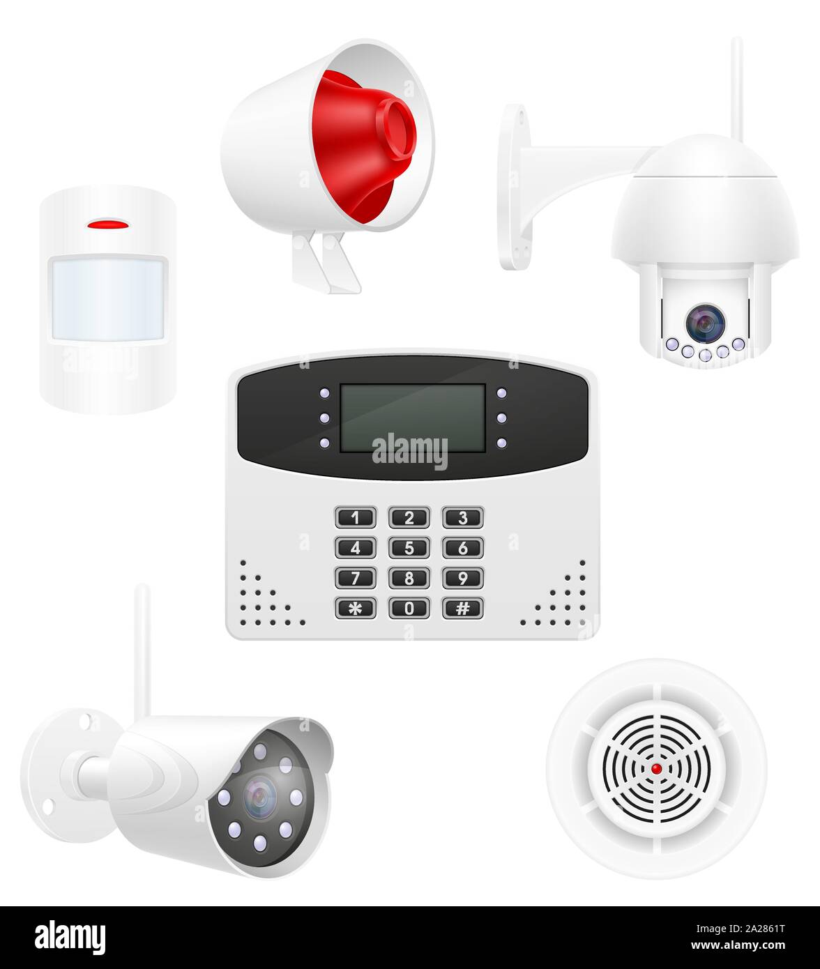 home security system set icons vector illustration vector illustration isolated on white background Stock Vector