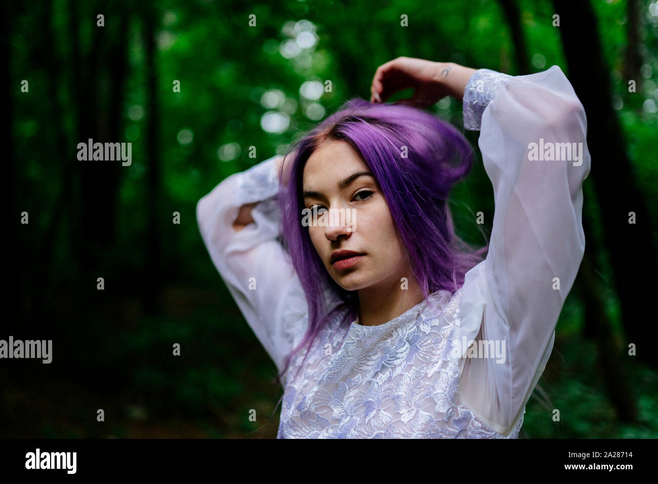 portrait of a woman in the forest Stock Photo