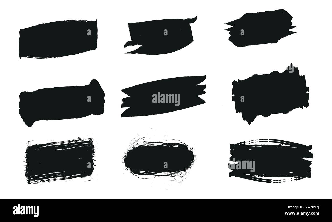 Set of hand drawn paint object black on white background. Vector black ...