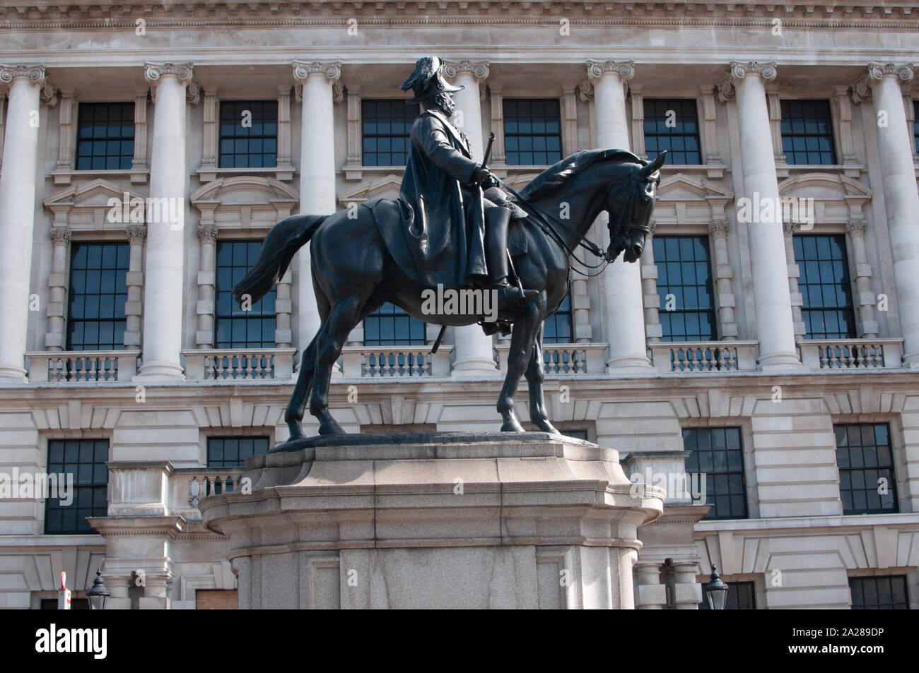 Man on horseback statue Whitehall London Stock Photo Alamy