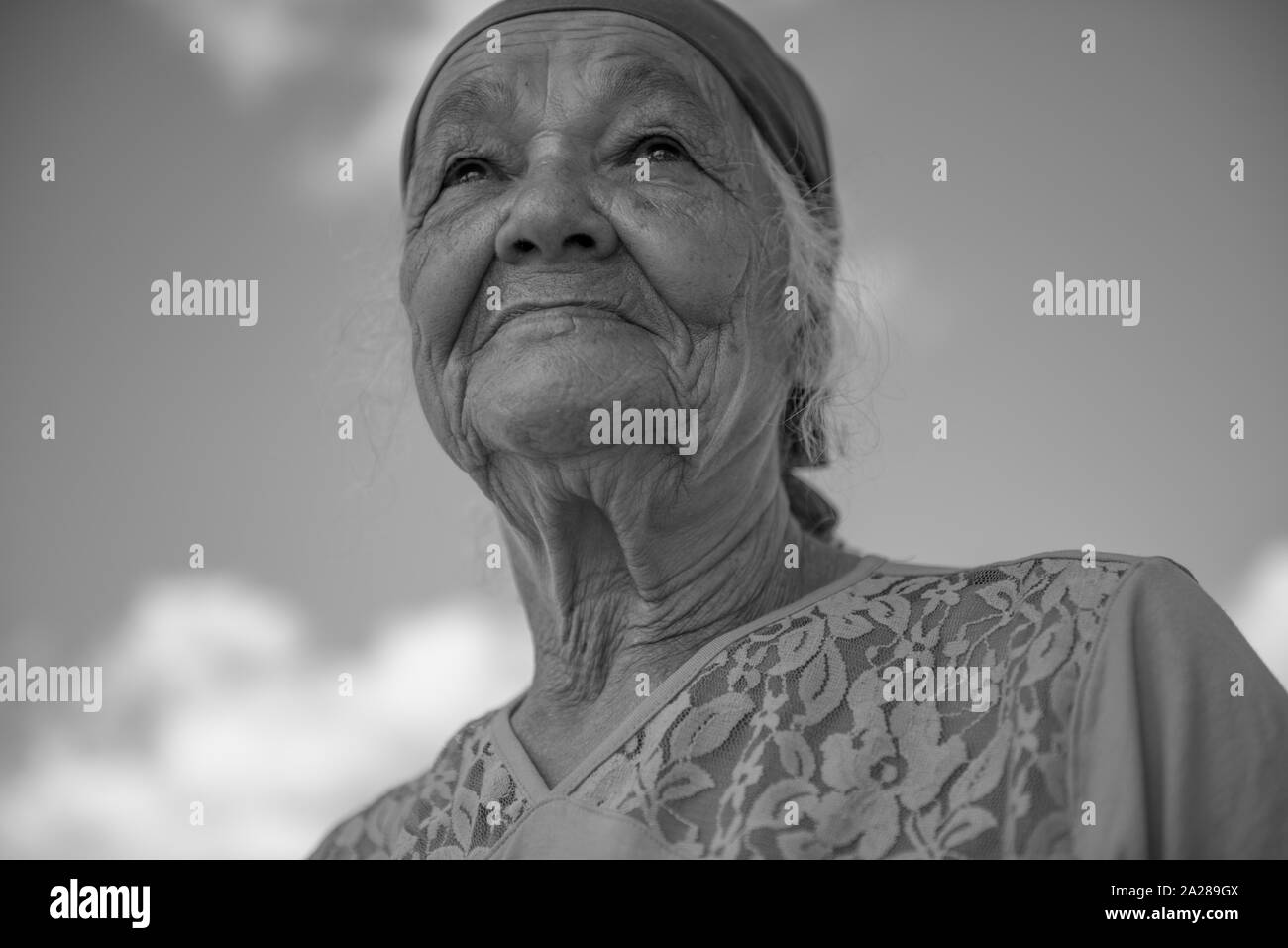 Senior woman from Caruaru, looking away Stock Photo