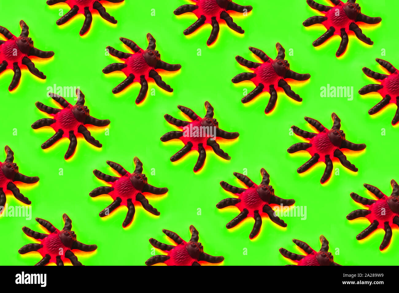 Marmalade spiders seamless pattern crawling up. Halloween concept Stock Photo