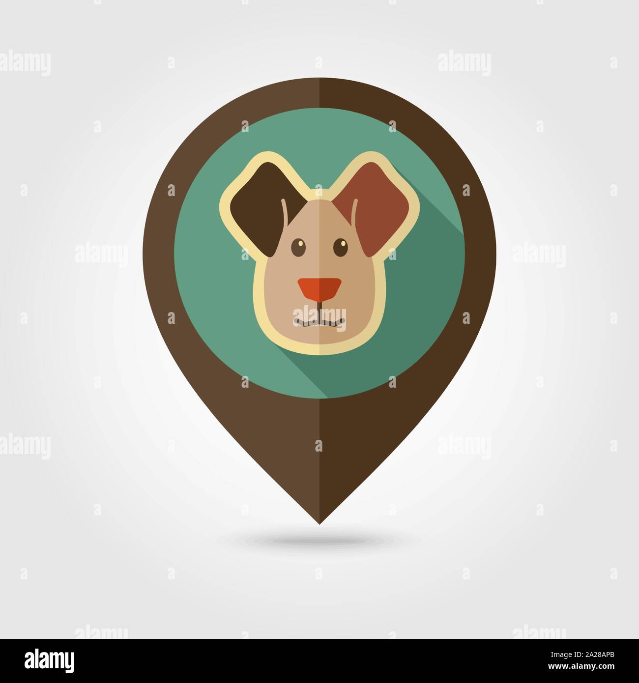 Dog flat pin map icon. Map pointer. Map markers. Animal head vector ...