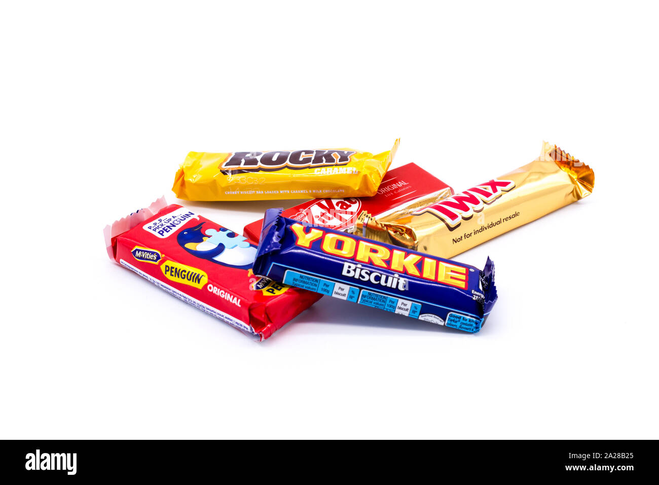 Variety of chocolate biscuits in wrappers. UK Stock Photo Alamy