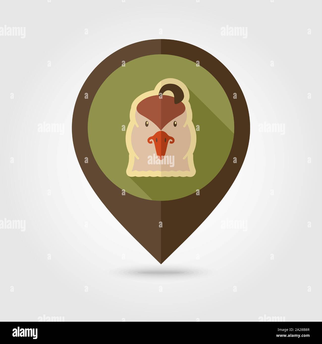 Quail flat pin map icon. Map pointer. Map markers. Animal head vector ...