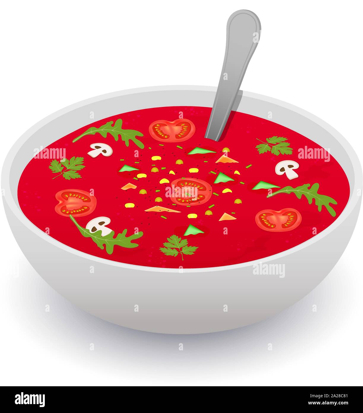 Vector drawing. Vegetable soup mash. Snack vegetarian organic Stock