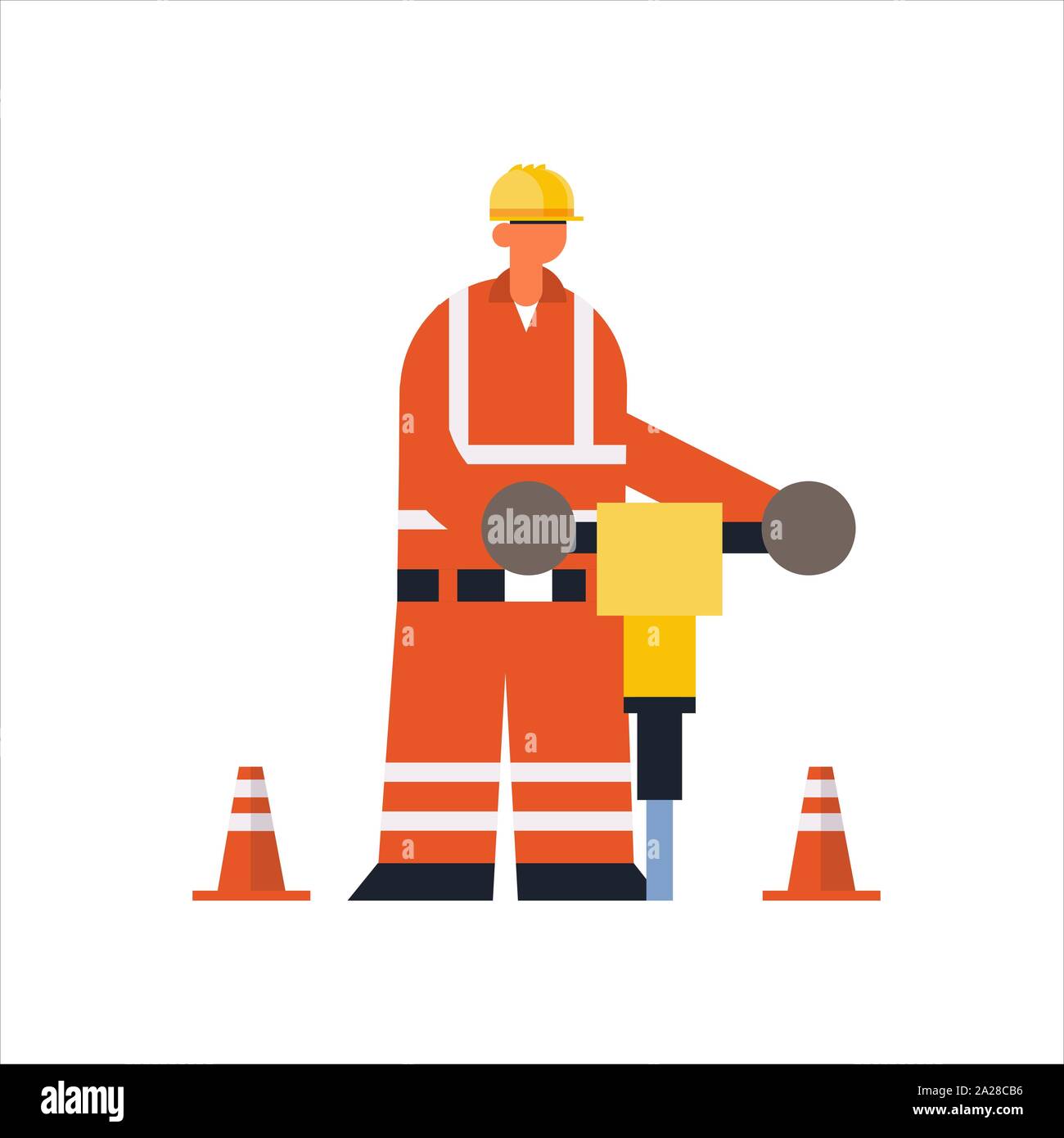 Workman digging road Stock Vector Images Alamy