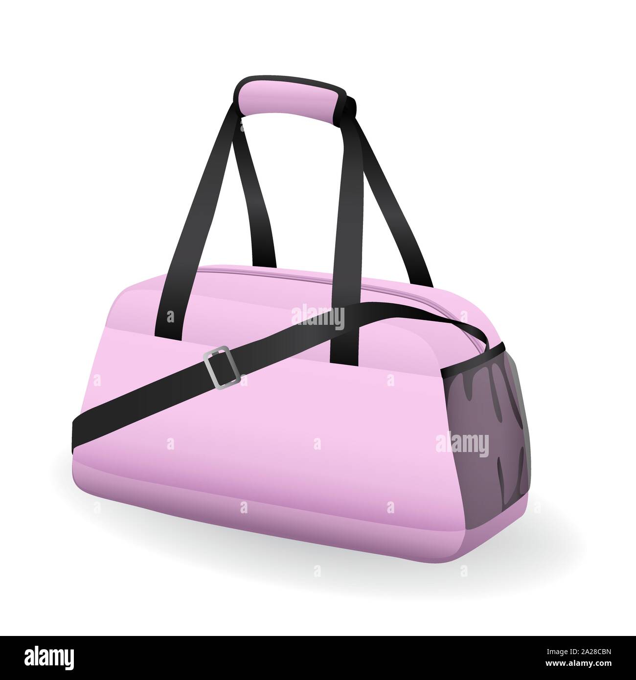 Pink black sport bag for sportswear and equipment icon isolated Stock Vector