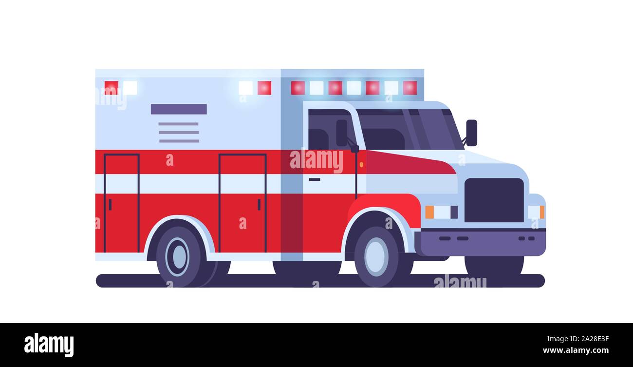 modern ambulance car with emergency sign medical transport healthcare medicine concept flat horizontal Stock Vector