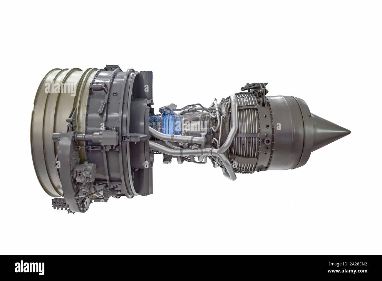 Turbine jet engine, side view isolated on white background Stock Photo