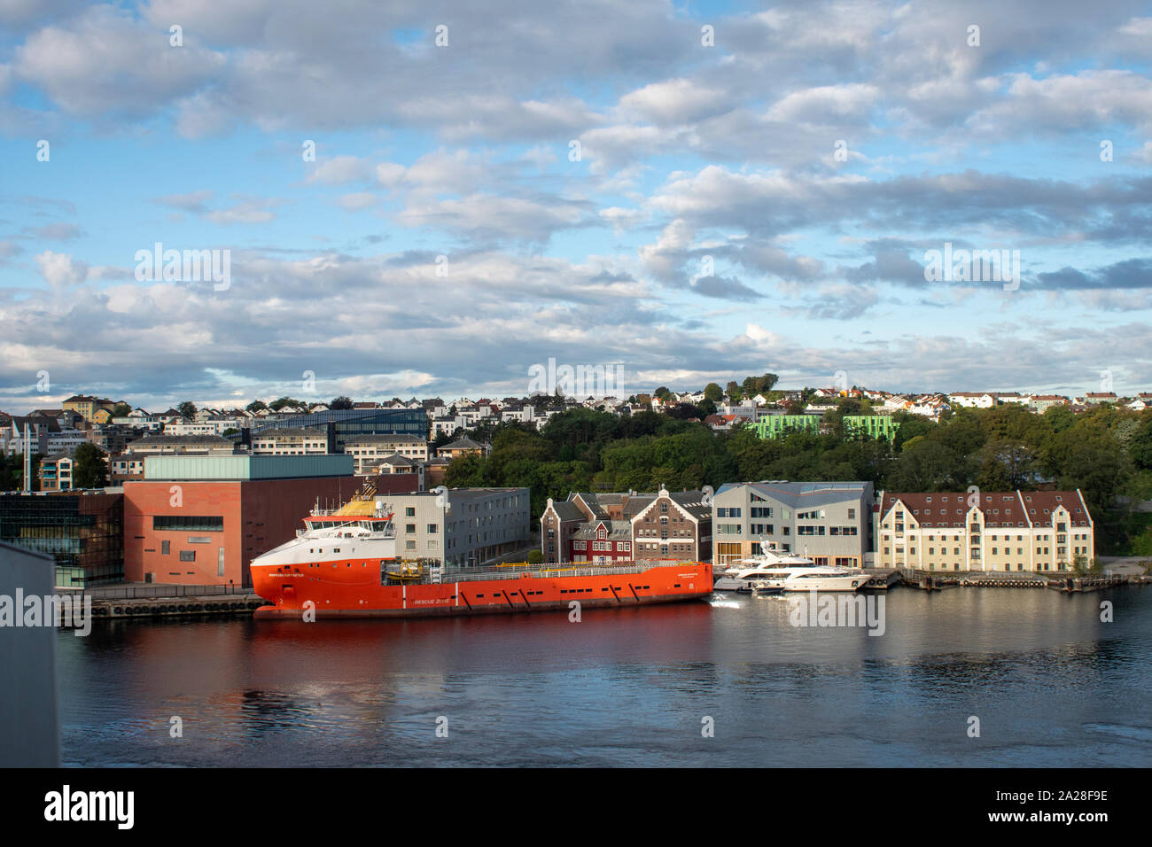 Normand Supporter, an offshore oil platform supply ship in Stavanger harbour Stock Photo