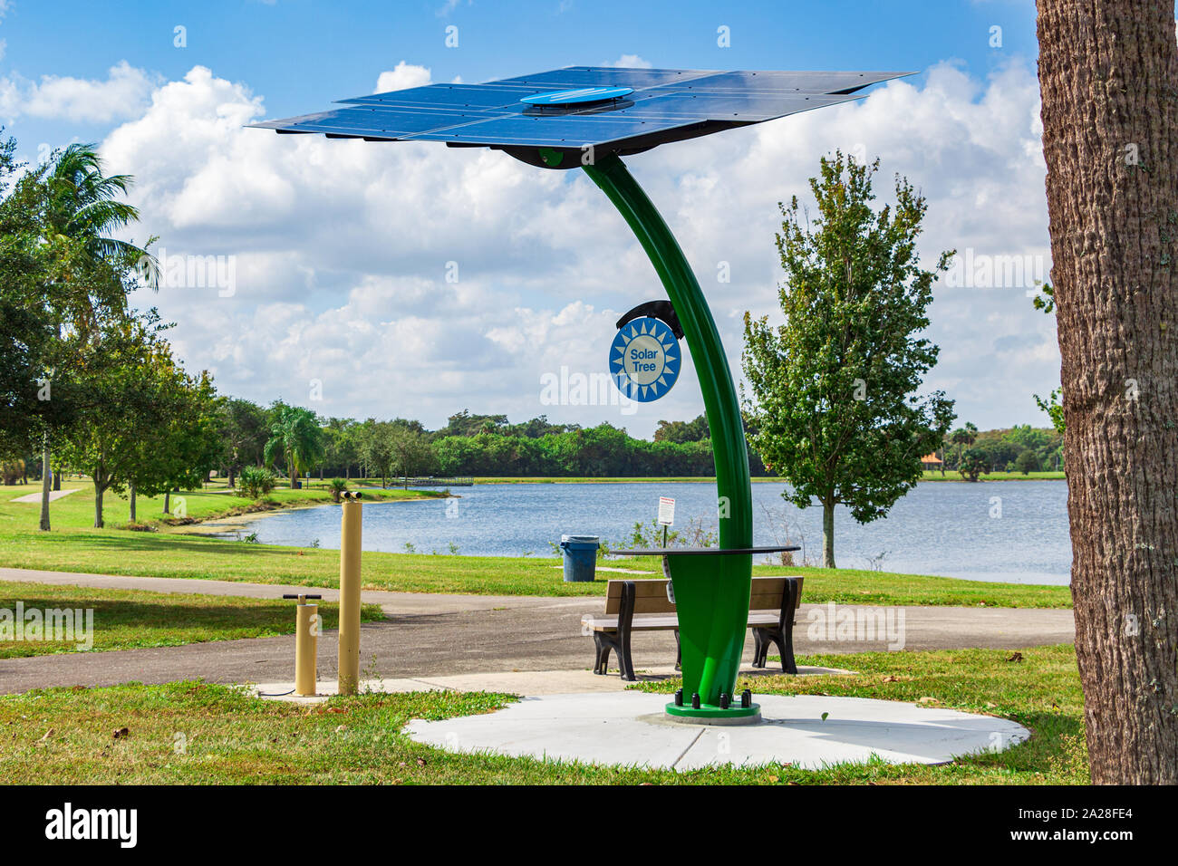 A Solar Tree installed by Florida Power and Light (FPL) at Tradewinds Park - Coconut Creek, Florida, USA Stock Photo