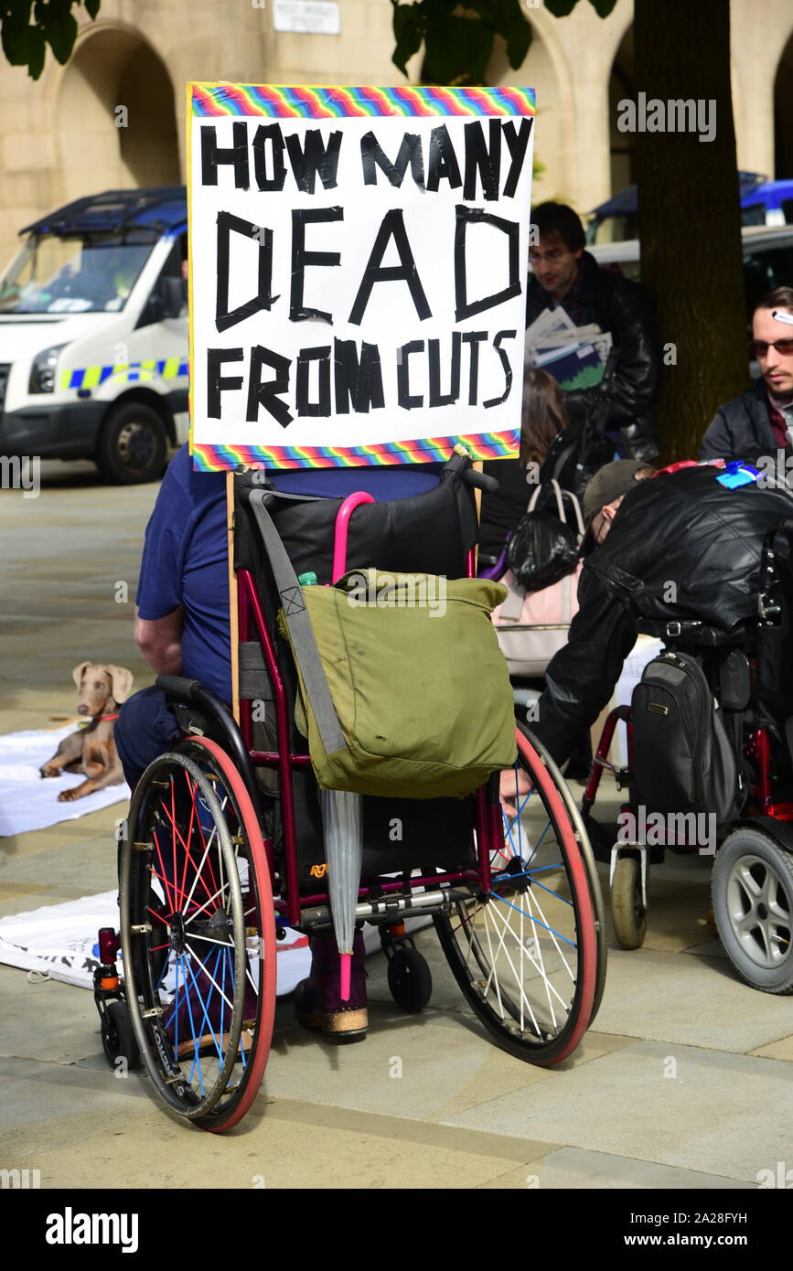 Disability cuts ptotest Stock Photo