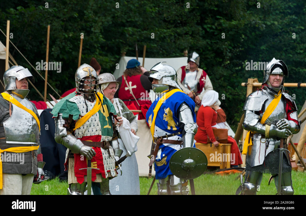 enactors taking part in the Grand Melee at the Loxwood medieval festival  which is staged at Loxwood meadow near Billingshurst in sussex England UK  Stock Photo - Alamy