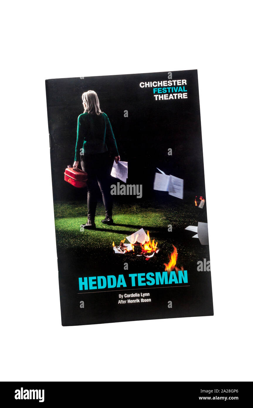 Theatre programme for 2019 production of Hedda Tesman by Cordelia Lynn after Henrik Ibsen.  In the Minerva Theatre of Chichester Festival Theatre. Stock Photo