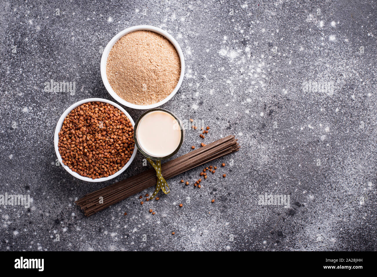 Gluten free buckwheat flour, soba noodle and nondairy milk Stock Photo Alamy