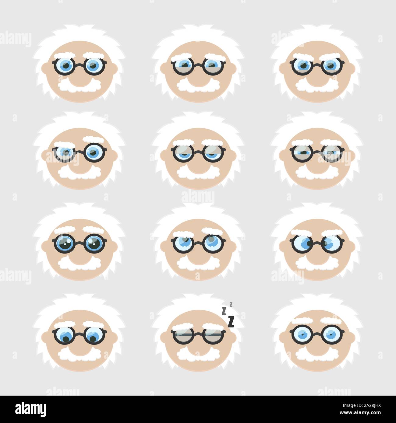 Set of cute scientist emoticons. Vector illustration Stock Vector Image ...
