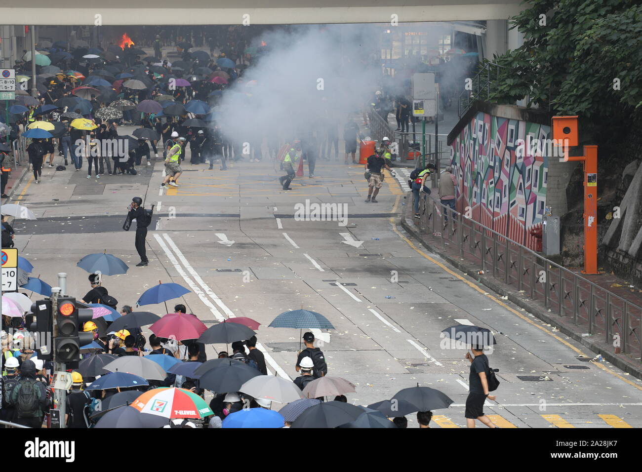 Hong Kong, China. 01st Oct, 2019. People in Hong Kong choosing not to celebrate China's National Day holiday, but instead 'no national celebration, only national mourning' . With events happening throughout Hong Kong. Credit: David Coulson/Alamy Live News Stock Photo