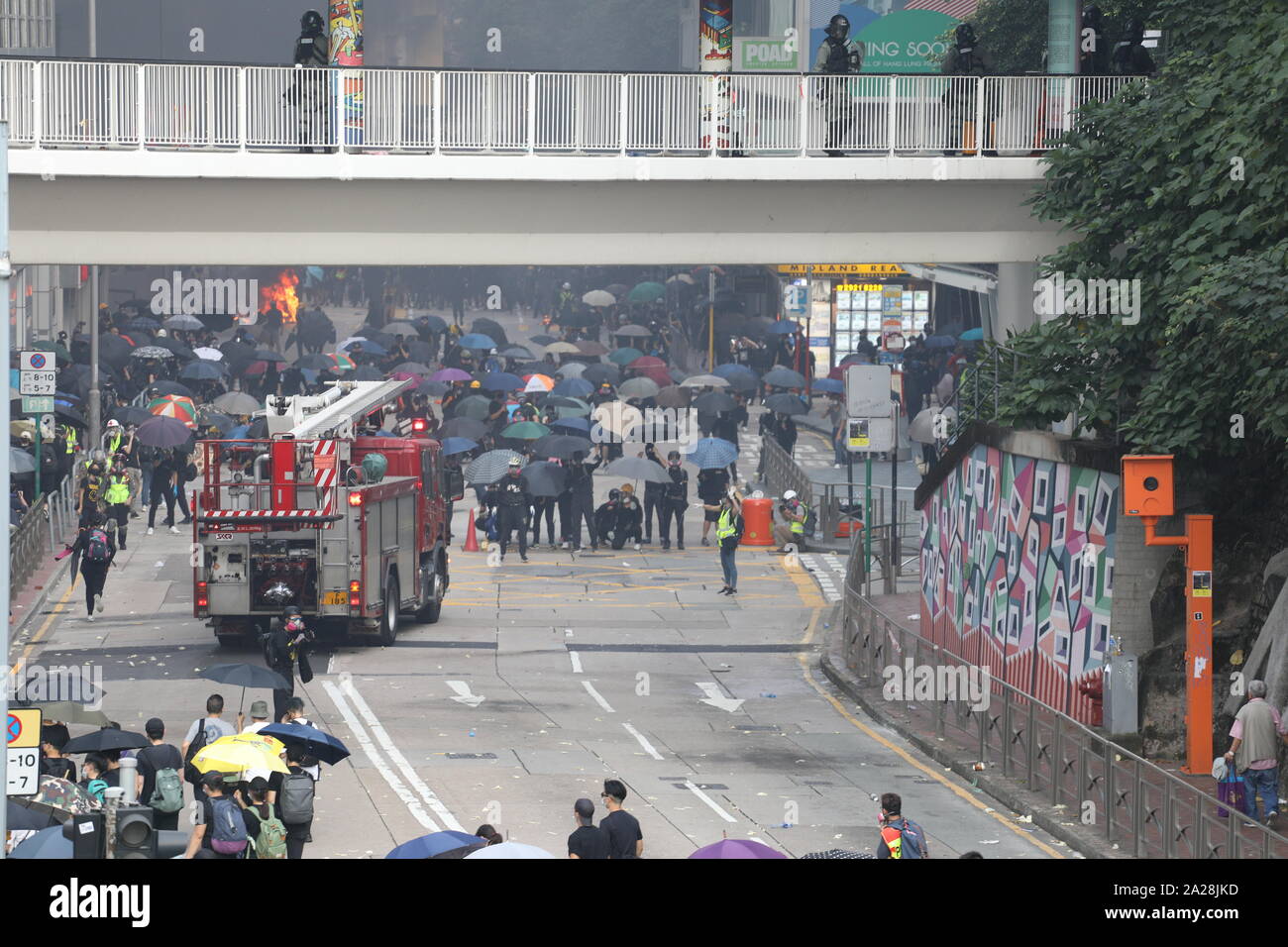 Hong Kong, China. 01st Oct, 2019. People in Hong Kong choosing not to celebrate China's National Day holiday, but instead 'no national celebration, only national mourning' . With events happening throughout Hong Kong. Credit: David Coulson/Alamy Live News Stock Photo