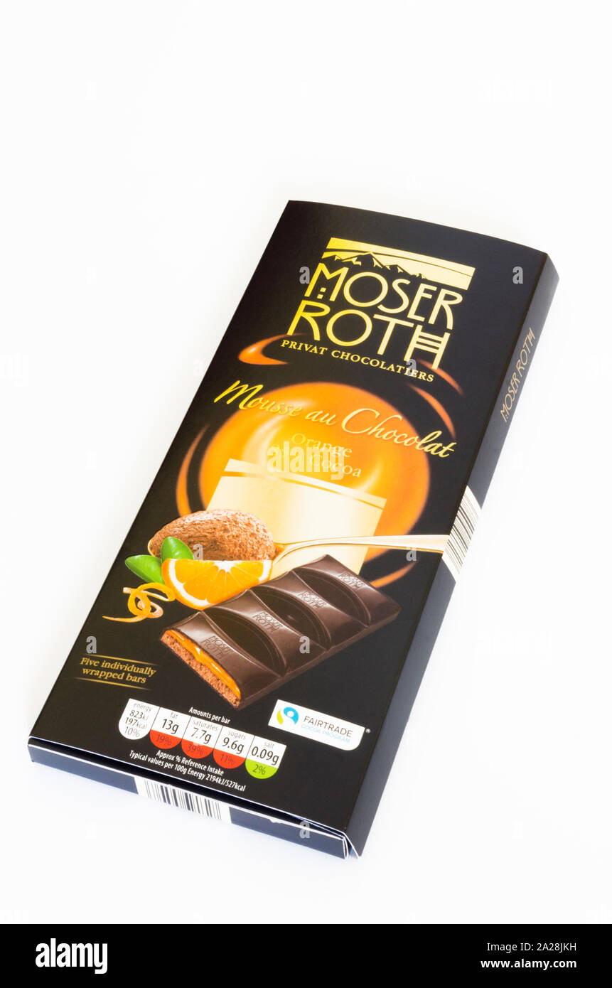 Aldi's Moser Roth Orange Dark Choclates Stock Photo