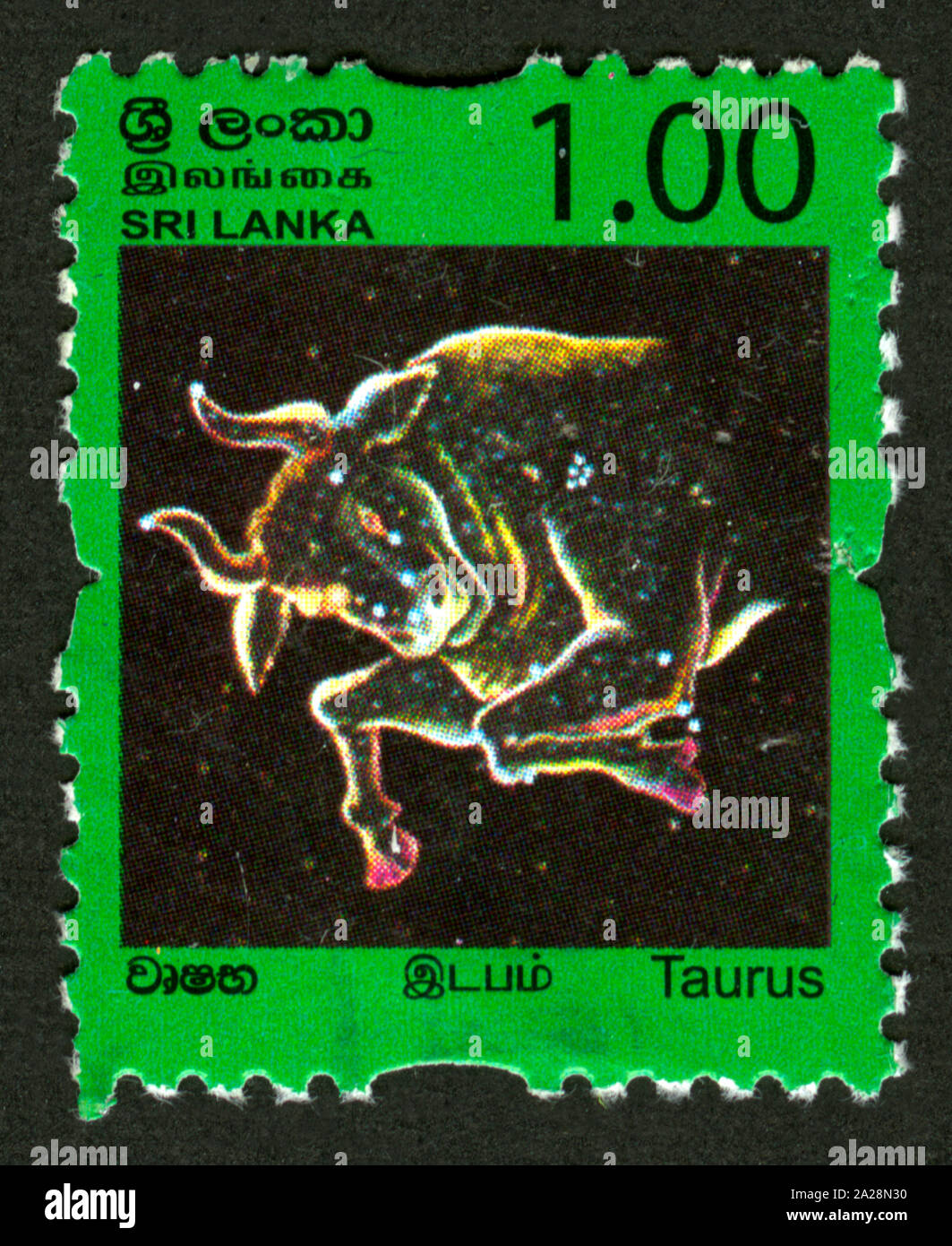Stamp print in Sri Lanka,Taurus, Zodiac signs Stock Photo Alamy