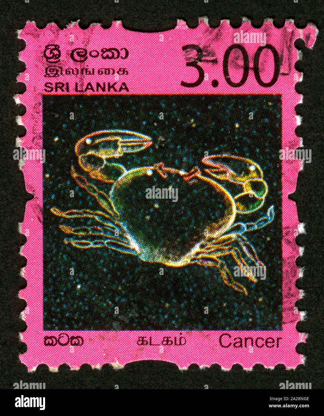Stamp print in Sri Lanka,Cancer, Zodiac signs Stock Photo Alamy