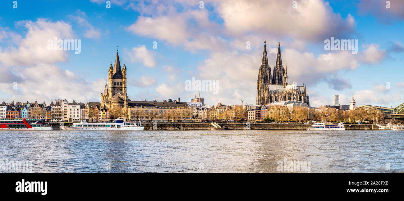 Panorama Of The Skyline Of Cologne With Rhine And Cologne Cathedral Stock Photo Alamy