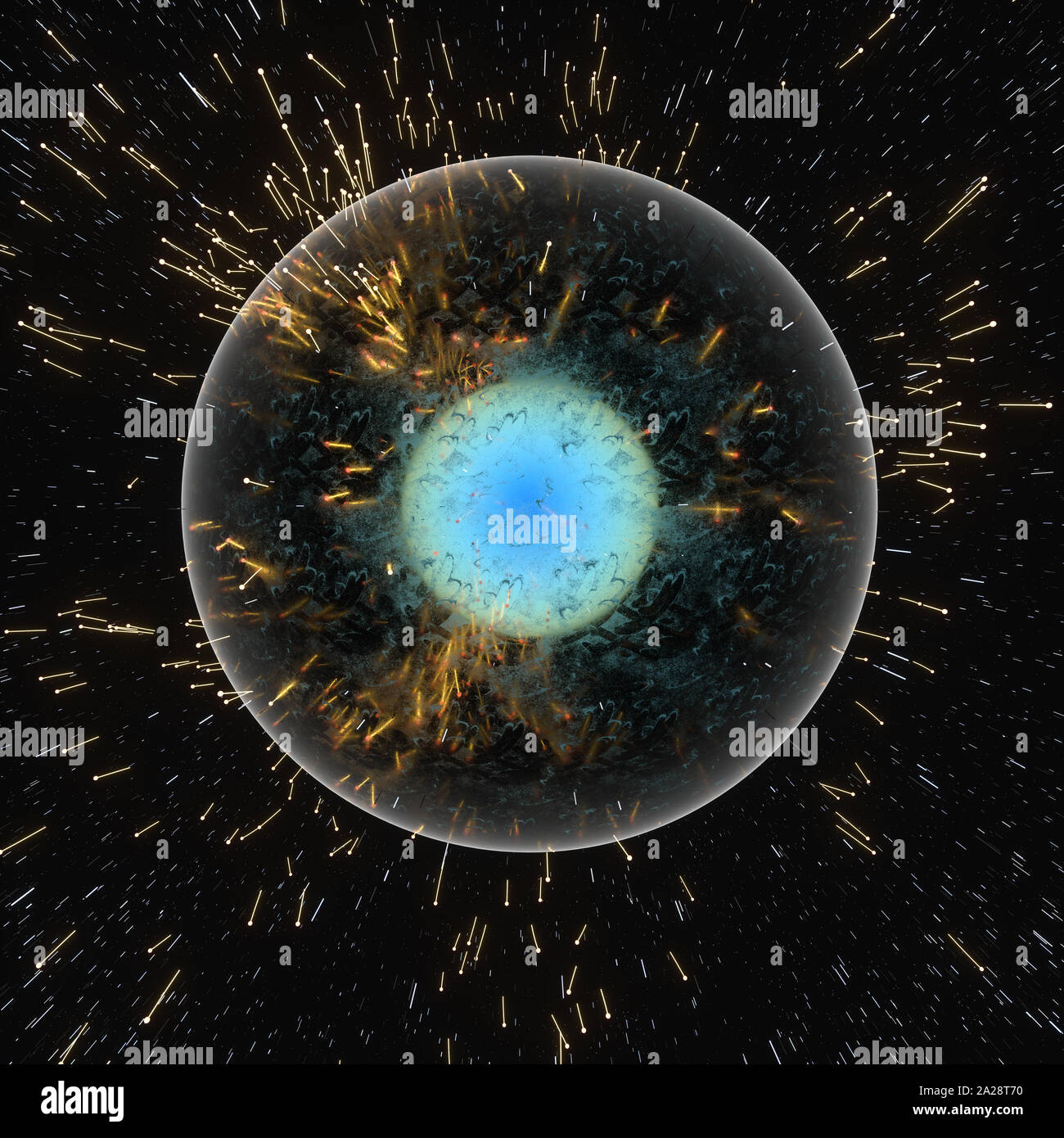 A cell surrounded by membrane, the concept of biotechnology, 3d ...