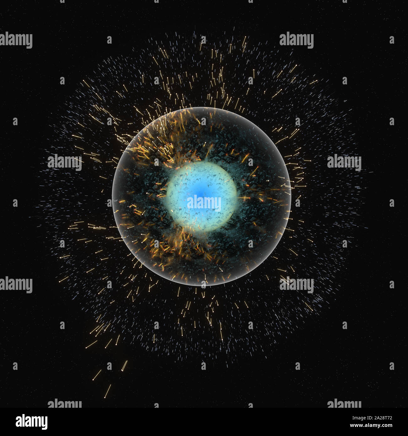 A cell surrounded by membrane, the concept of biotechnology, 3d ...