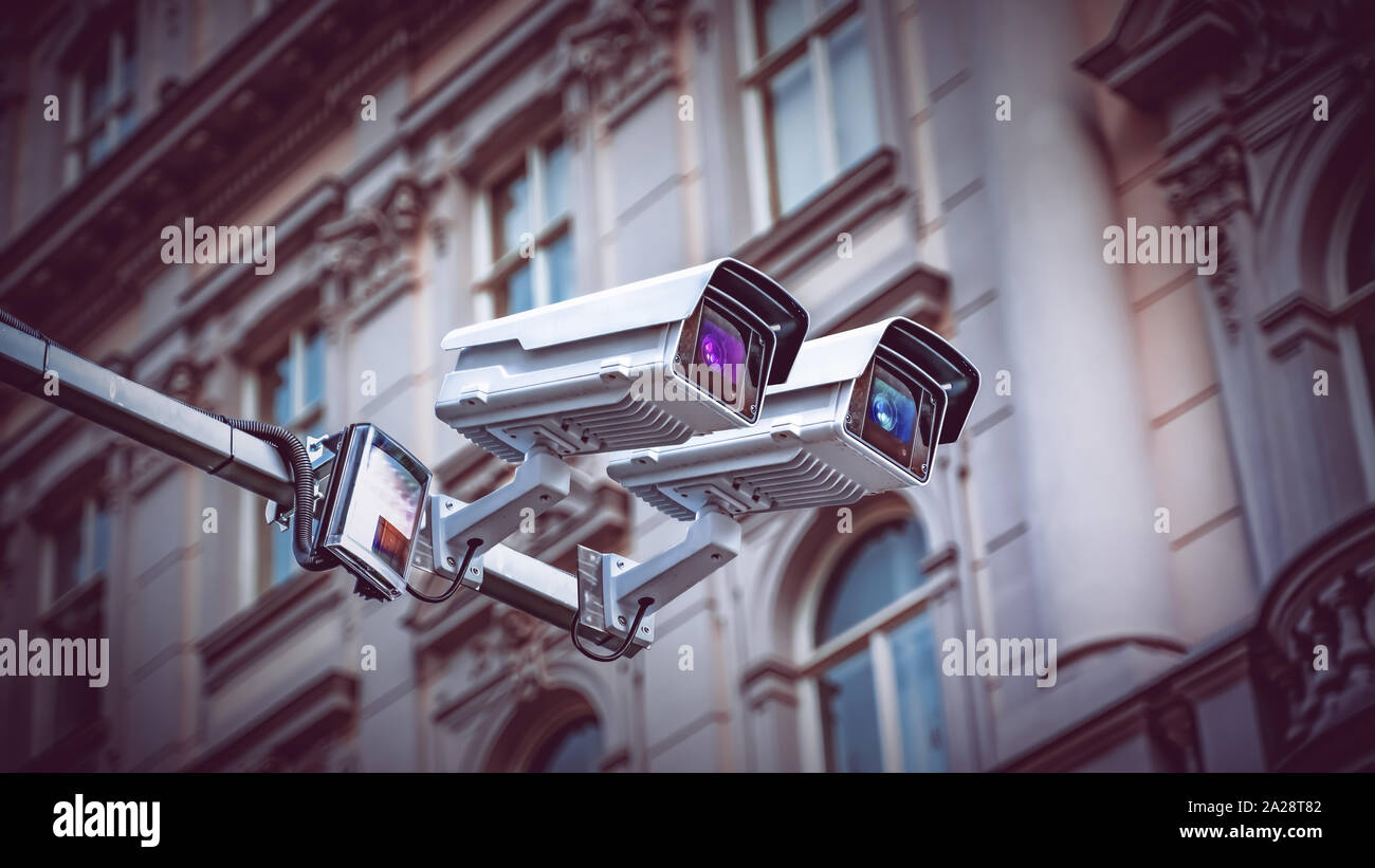 Security CCTV camera in city Stock Photo Alamy
