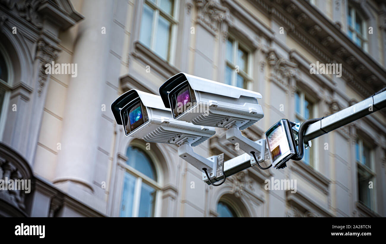 Security CCTV camera in city Stock Photo Alamy