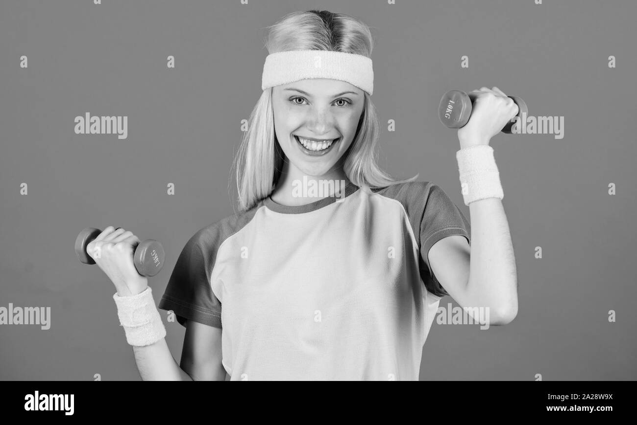 Workout with dumbbell. Beginner dumbbell exercises. Ultimate upper body