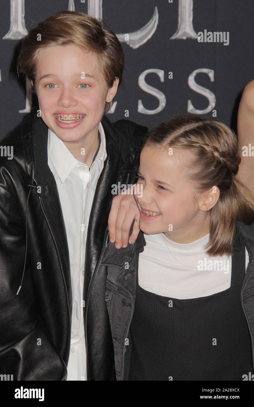 Shiloh Nouvel Jolie-Pitt, Vivienne Marcheline Jolie-Pitt  09/30/2019 The World Premiere of 'Maleficent: Mistress of Evil' held at the El CapitanTheatre in Los Angeles, CA. Photo by I. Hasegawa / HNW/PictureLux Stock Photo