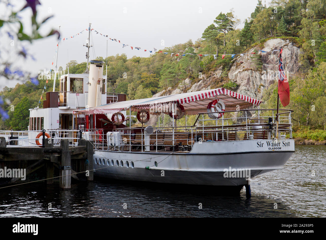 Sir Walter Scott at Trossachs pier, Loch Katrine, Scotland Stock Photo